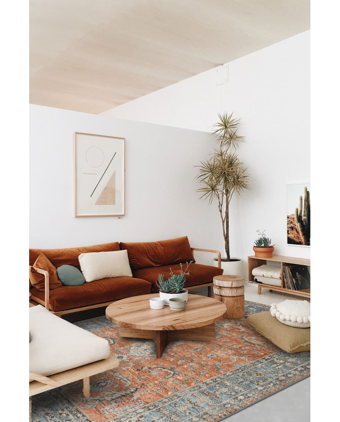 Soleil Desenli Pamuk Tabanlı Yıkanabilen Kaydırmaz Antibakteriyel Şönil Salon Halısı