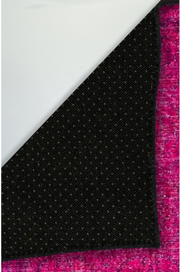 Zingararose Eskitme Desenli Pamuk Tabanlı Yıkanabilen Kaydırmaz Antibakteriyel Şönil Salon Halısı