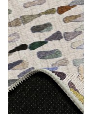 Zola Desenli Pamuk Tabanlı Yıkanabilen Kaydırmaz Antibakteriyel Şönil Salon Halısı