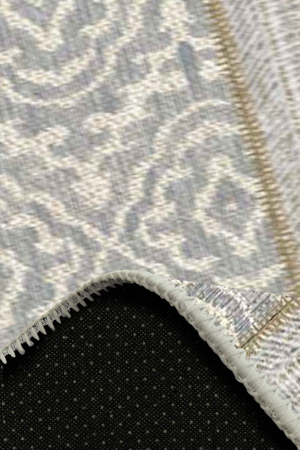 Violet Patchwork Desenli Pamuk Tabanlı Yıkanabilen Kaydırmaz Antibakteriyel Şönil Salon Halısı