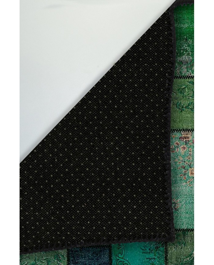 Trunk Patchwork Desenli Pamuk Tabanlı Yıkanabilen Kaydırmaz Antibakteriyel Şönil Salon Halısı