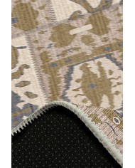 Thorn Patchwork Desenli Pamuk Tabanlı Yıkanabilen Kaydırmaz Antibakteriyel Şönil Salon Halısı