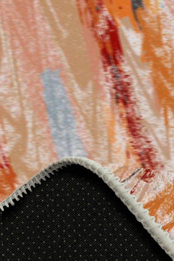 Takvor Desenli Pamuk Tabanlı Yıkanabilen Kaydırmaz Antibakteriyel Şönil Salon Halısı