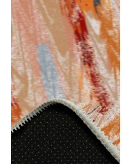 Takvor Desenli Pamuk Tabanlı Yıkanabilen Kaydırmaz Antibakteriyel Şönil Salon Halısı