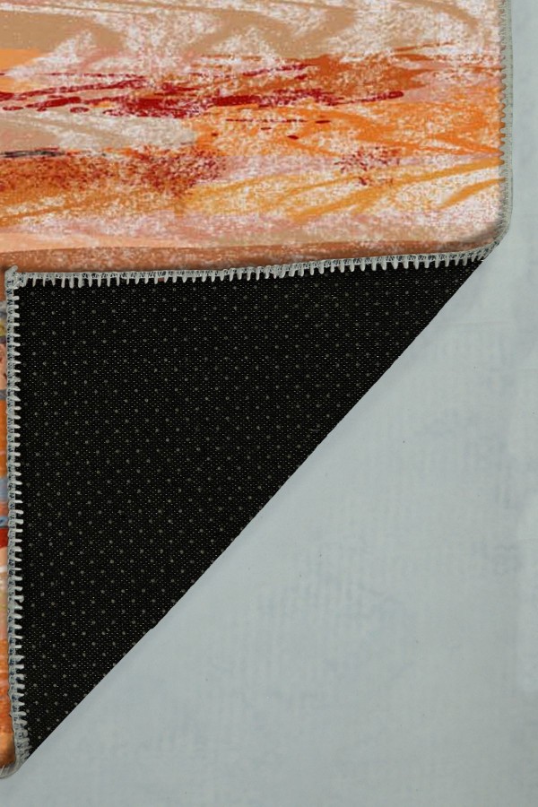 Takvor Desenli Pamuk Tabanlı Yıkanabilen Kaydırmaz Antibakteriyel Şönil Salon Halısı