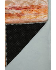 Takvor Desenli Pamuk Tabanlı Yıkanabilen Kaydırmaz Antibakteriyel Şönil Salon Halısı