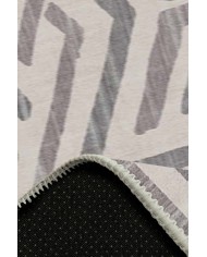 Tampere Geometrik Desenli Pamuk Tabanlı Yıkanabilen Kaydırmaz Antibakteriyel Şönil Salon Halısı