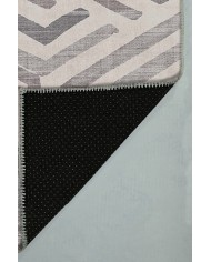 Tampere Geometrik Desenli Pamuk Tabanlı Yıkanabilen Kaydırmaz Antibakteriyel Şönil Salon Halısı