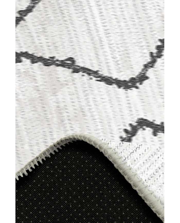 Sasha Desenli Pamuk Tabanlı Yıkanabilen Kaydırmaz Antibakteriyel Şönil Salon Halısı