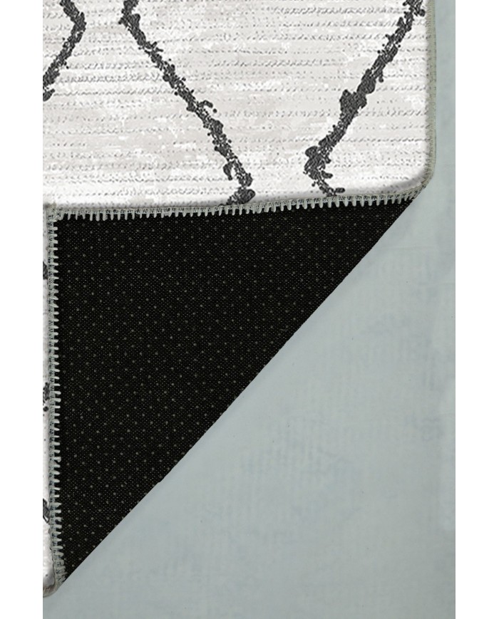 Sasha Desenli Pamuk Tabanlı Yıkanabilen Kaydırmaz Antibakteriyel Şönil Salon Halısı