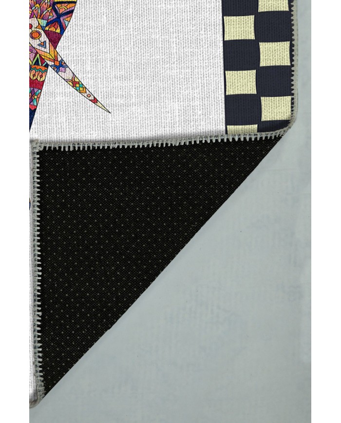 Elephant Pamuk Tabanlı Yıkanabilen Kaydırmaz Antibakteriyel Şönil Mutfak Halısı