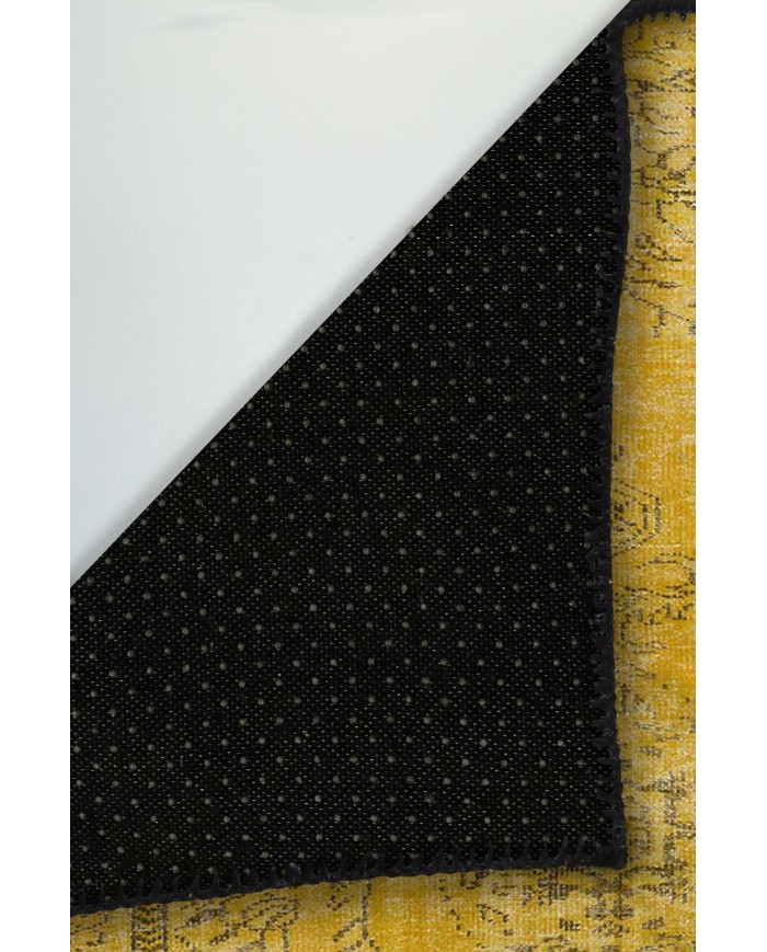 Sanepe Eskitme Desenli Pamuk Tabanlı Yıkanabilen Kaydırmaz Antibakteriyel Şönil Salon Halısı