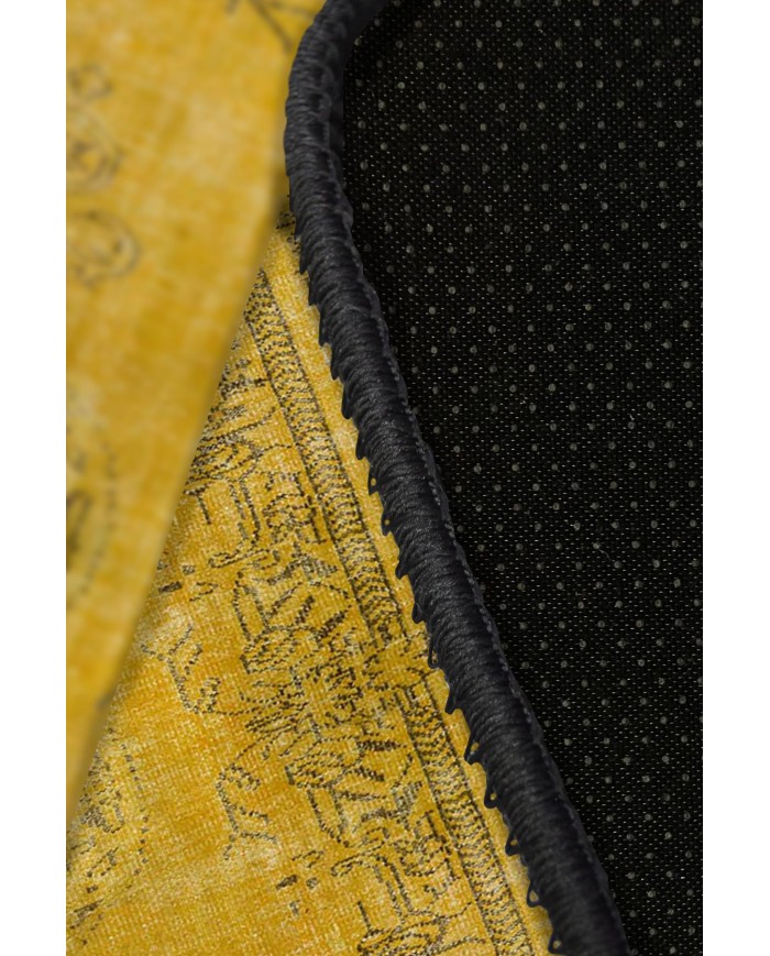 Sanepe Eskitme Desenli Pamuk Tabanlı Yıkanabilen Kaydırmaz Antibakteriyel Şönil Salon Halısı