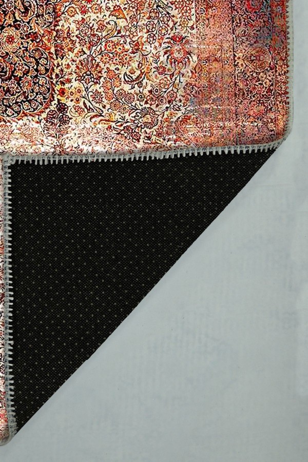 Root Eskitme Desenli Pamuk Tabanlı Yıkanabilen Kaydırmaz Antibakteriyel Şönil Salon Halısı