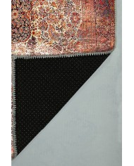 Root Eskitme Desenli Pamuk Tabanlı Yıkanabilen Kaydırmaz Antibakteriyel Şönil Salon Halısı