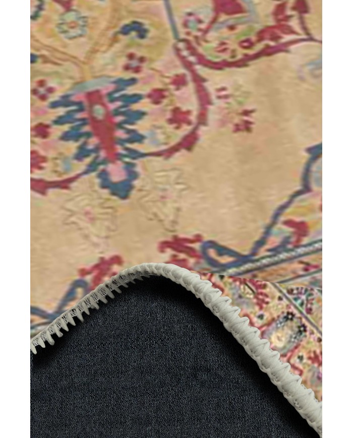 Pojix Pamuk Tabanlı Yıkanabilen Kaydırmaz Antibakteriyel Şönil Salon Halısı