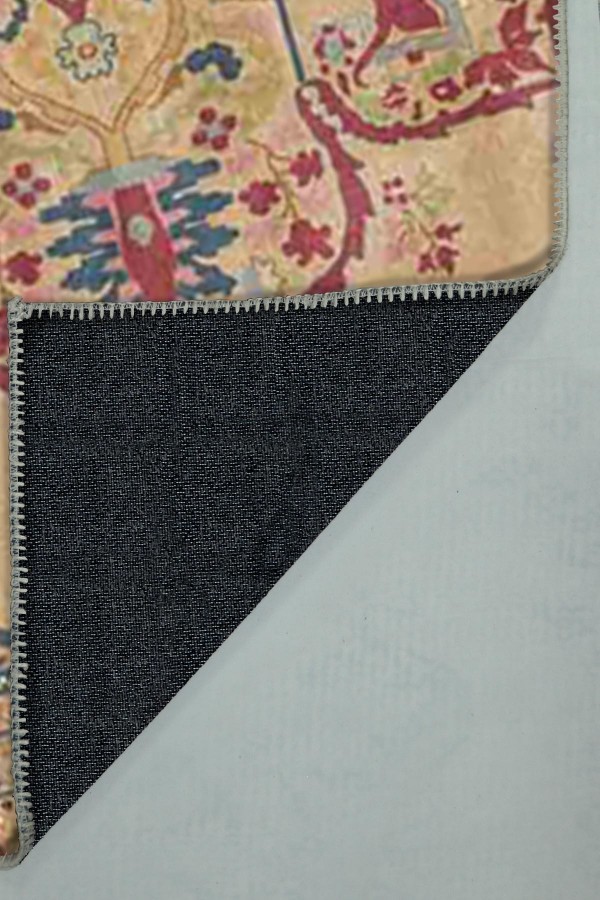 Pojix Pamuk Tabanlı Yıkanabilen Kaydırmaz Antibakteriyel Şönil Salon Halısı