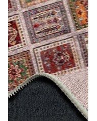 Puzzle Eskitme Desenli Pamuk Tabanlı Yıkanabilen Kaydırmaz Antibakteriyel Şönil Salon Halısı