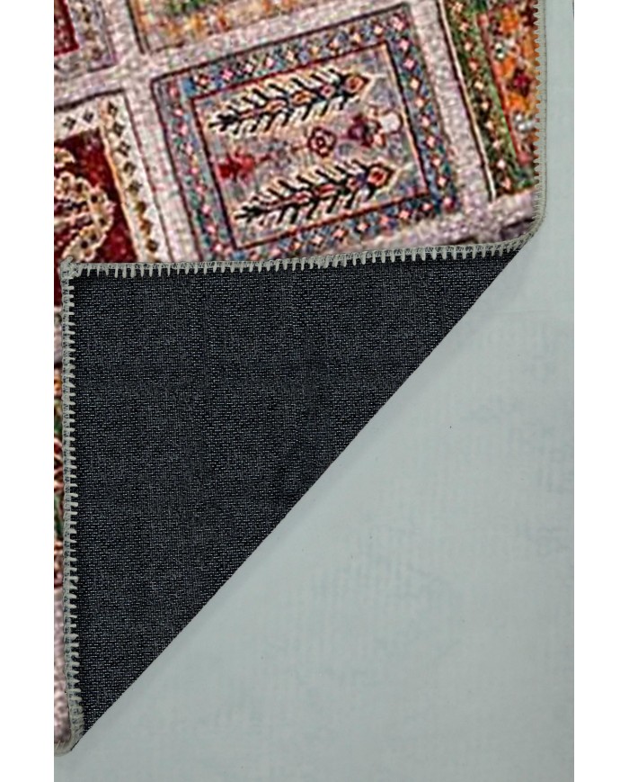 Puzzle Eskitme Desenli Pamuk Tabanlı Yıkanabilen Kaydırmaz Antibakteriyel Şönil Salon Halısı