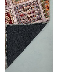 Puzzle Eskitme Desenli Pamuk Tabanlı Yıkanabilen Kaydırmaz Antibakteriyel Şönil Salon Halısı