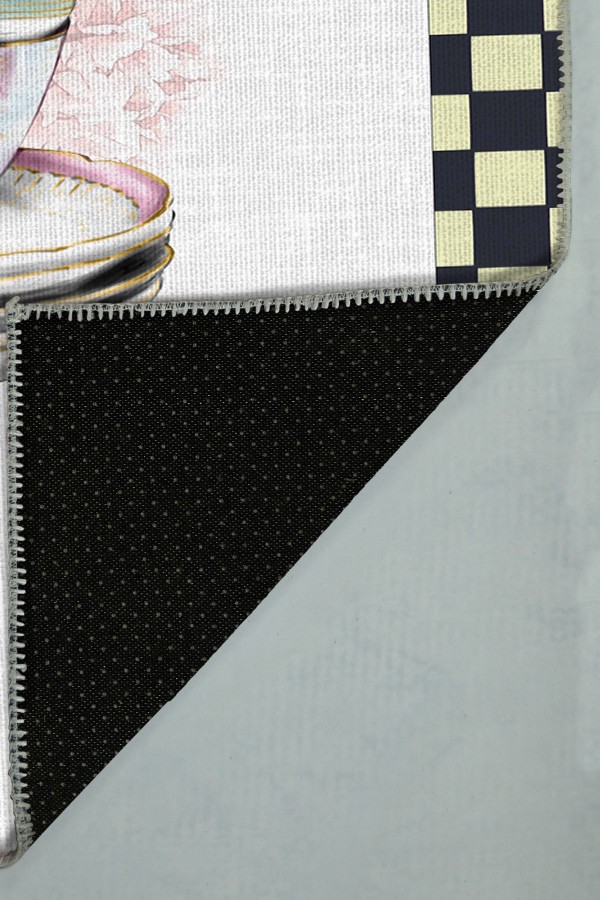 Dalya Pamuk Tabanlı Yıkanabilen Kaydırmaz Antibakteriyel Şönil Mutfak Halısı