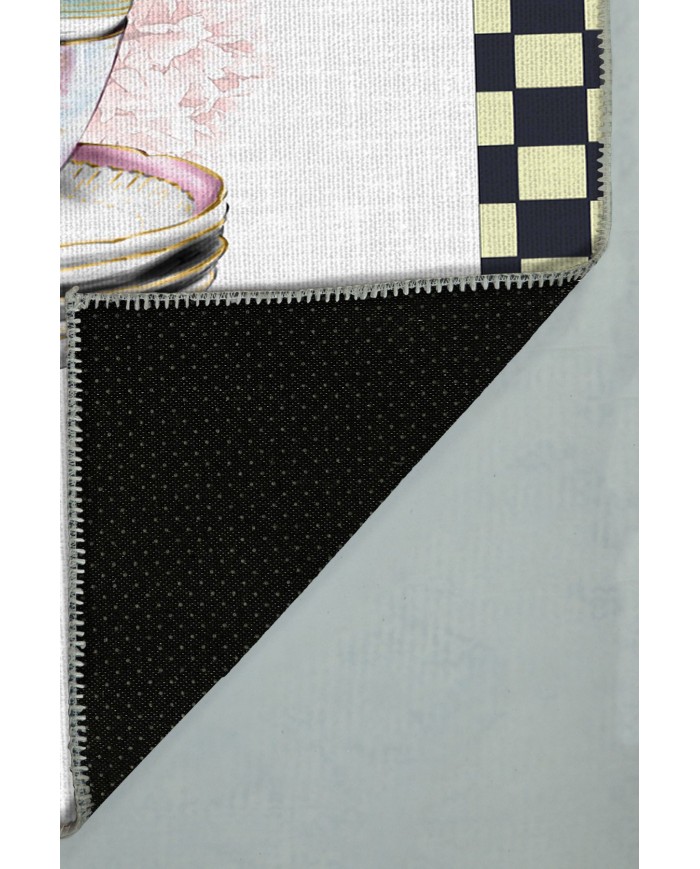 Dalya Pamuk Tabanlı Yıkanabilen Kaydırmaz Antibakteriyel Şönil Mutfak Halısı