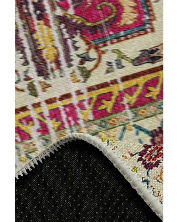 Petiax Pamuk Tabanlı Yıkanabilen Kaydırmaz Antibakteriyel Şönil Salon Halısı