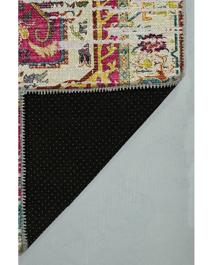 Petiax Pamuk Tabanlı Yıkanabilen Kaydırmaz Antibakteriyel Şönil Salon Halısı