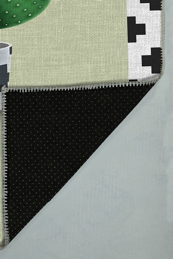 Cactus Pamuk Tabanlı Yıkanabilen Kaydırmaz Antibakteriyel Şönil Mutfak Halısı