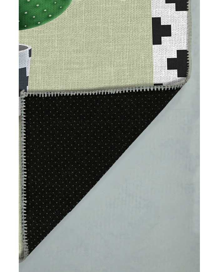 Cactus Pamuk Tabanlı Yıkanabilen Kaydırmaz Antibakteriyel Şönil Mutfak Halısı