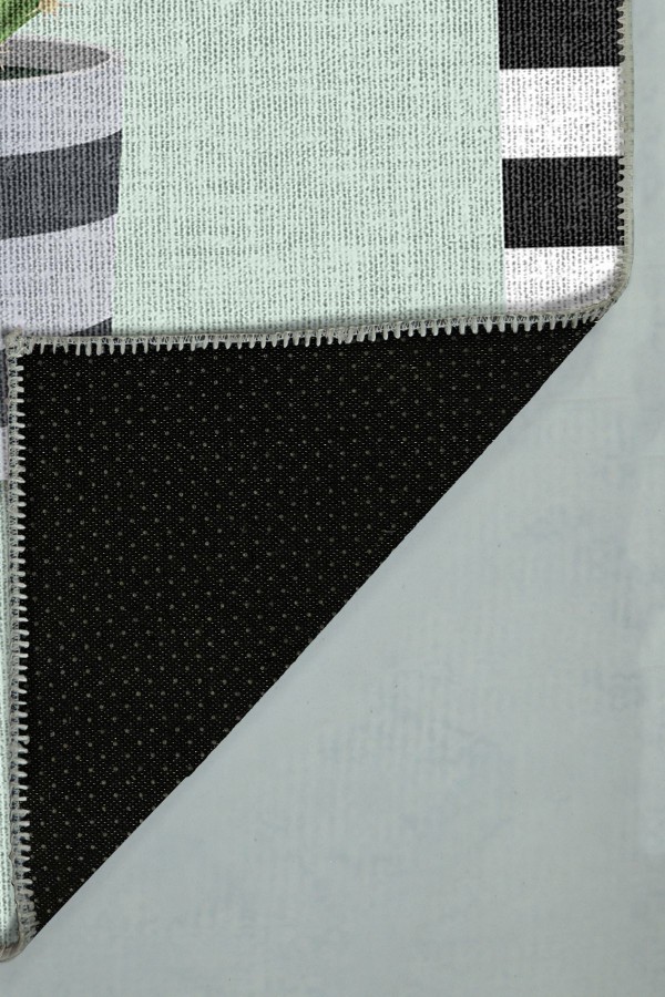 Anise Pamuk Tabanlı Yıkanabilen Kaydırmaz Antibakteriyel Şönil Mutfak Halısı