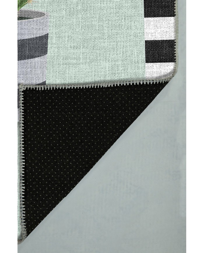 Anise Pamuk Tabanlı Yıkanabilen Kaydırmaz Antibakteriyel Şönil Mutfak Halısı