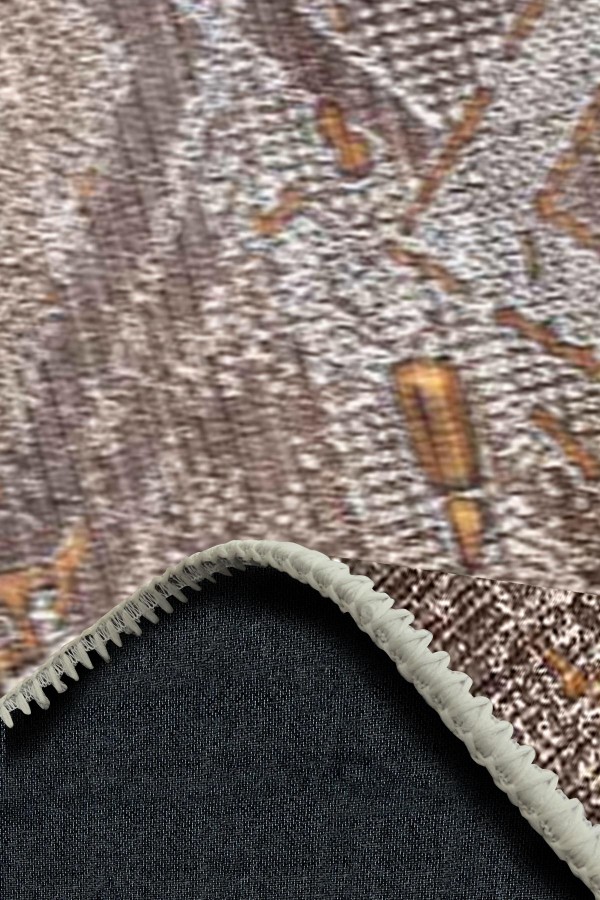 Norton Desenli Pamuk Tabanlı Yıkanabilen Kaydırmaz Antibakteriyel Şönil Salon Halısı