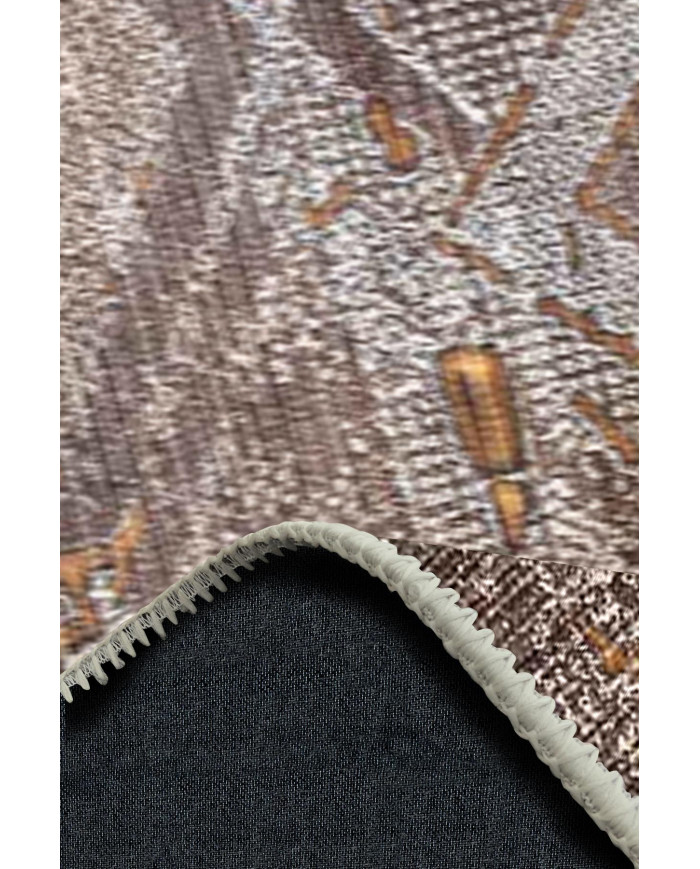 Norton Desenli Pamuk Tabanlı Yıkanabilen Kaydırmaz Antibakteriyel Şönil Salon Halısı