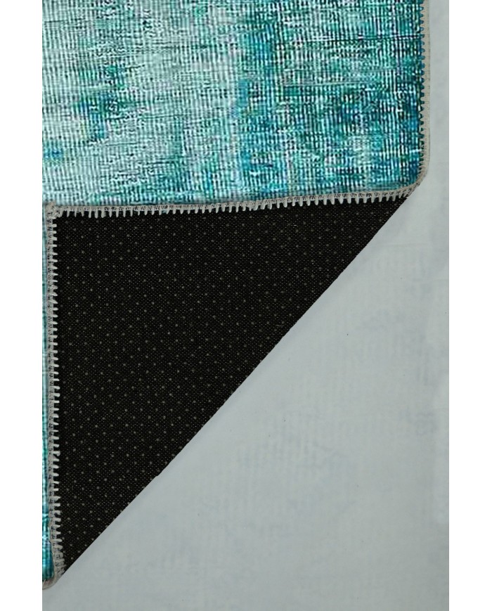 Levanzo Elit Desenli Pamuk Tabanlı Yıkanabilen Kaydırmaz Antibakteriyel Şönil Salon Halısı