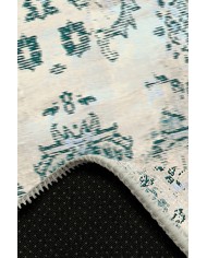 Moss Eskitme Desenli Pamuk Tabanlı Yıkanabilen Kaydırmaz Antibakteriyel Şönil Salon Halısı