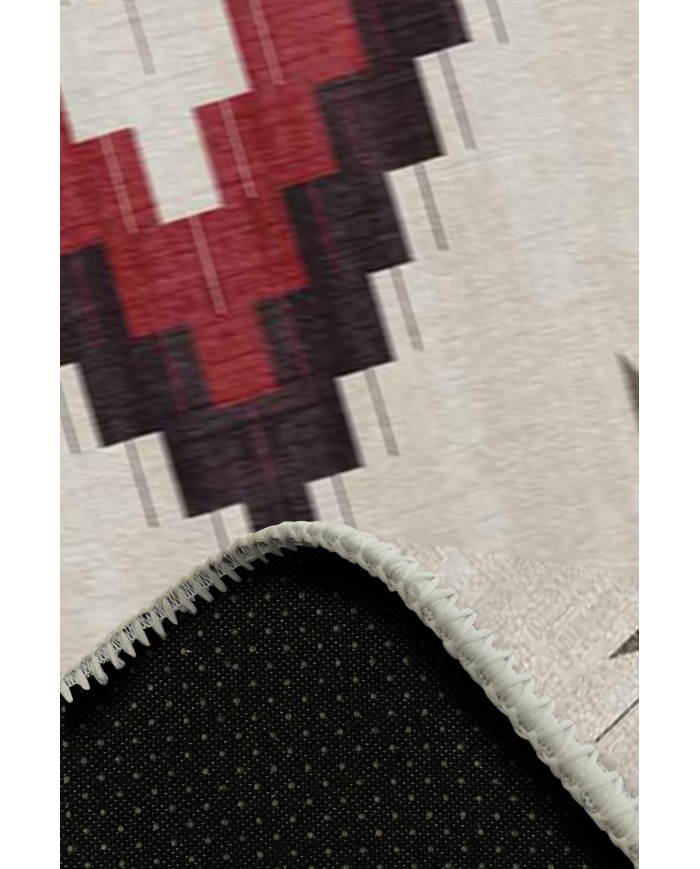 Misty Desenli Pamuk Tabanlı Yıkanabilen Kaydırmaz Antibakteriyel Şönil Salon Halısı