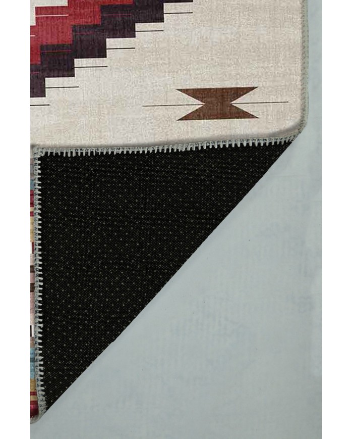 Misty Desenli Pamuk Tabanlı Yıkanabilen Kaydırmaz Antibakteriyel Şönil Salon Halısı