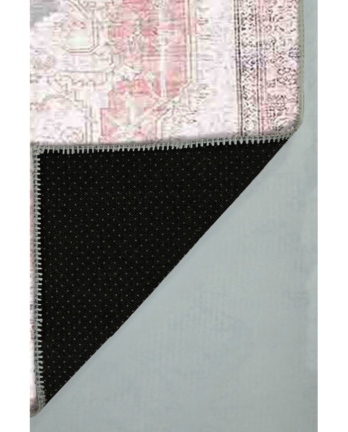 Moeno Kilim Desenli Pamuk Tabanlı Yıkanabilen Kaydırmaz Antibakteriyel Şönil Salon Halısı