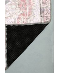 Moeno Kilim Desenli Pamuk Tabanlı Yıkanabilen Kaydırmaz Antibakteriyel Şönil Salon Halısı