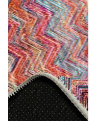 Missoni Desenli Pamuk Tabanlı Yıkanabilen Kaydırmaz Antibakteriyel Şönil Salon Halısı
