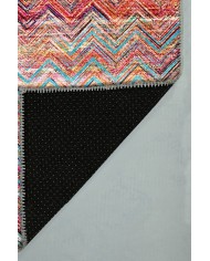 Missoni Desenli Pamuk Tabanlı Yıkanabilen Kaydırmaz Antibakteriyel Şönil Salon Halısı