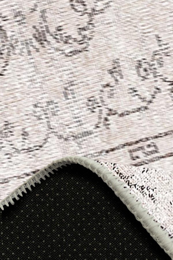 Milkyelegance Eskitme Desenli Pamuk Tabanlı Yıkanabilen Kaydırmaz Antibakteriyel Şönil Salon Halısı