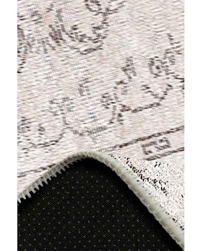 Milkyelegance Eskitme Desenli Pamuk Tabanlı Yıkanabilen Kaydırmaz Antibakteriyel Şönil Salon Halısı