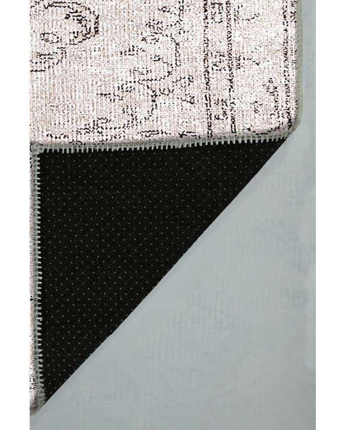 Milkyelegance Eskitme Desenli Pamuk Tabanlı Yıkanabilen Kaydırmaz Antibakteriyel Şönil Salon Halısı