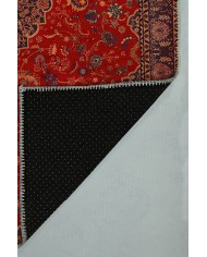 Marigold Eskitme Desenli Pamuk Tabanlı Yıkanabilen Kaydırmaz Antibakteriyel Şönil Salon Halısı