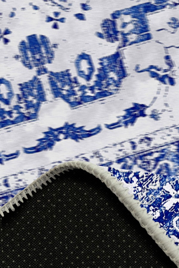 Maple Eskitme Desenli Pamuk Tabanlı Yıkanabilen Kaydırmaz Antibakteriyel Şönil Salon Halısı