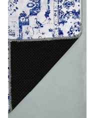 Maple Eskitme Desenli Pamuk Tabanlı Yıkanabilen Kaydırmaz Antibakteriyel Şönil Salon Halısı