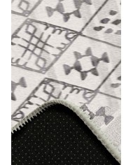 Malmö İskandinav Desenli Pamuk Tabanlı Yıkanabilen Kaydırmaz Antibakteriyel Şönil Salon Halısı