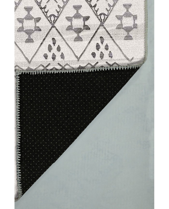 Malmö İskandinav Desenli Pamuk Tabanlı Yıkanabilen Kaydırmaz Antibakteriyel Şönil Salon Halısı